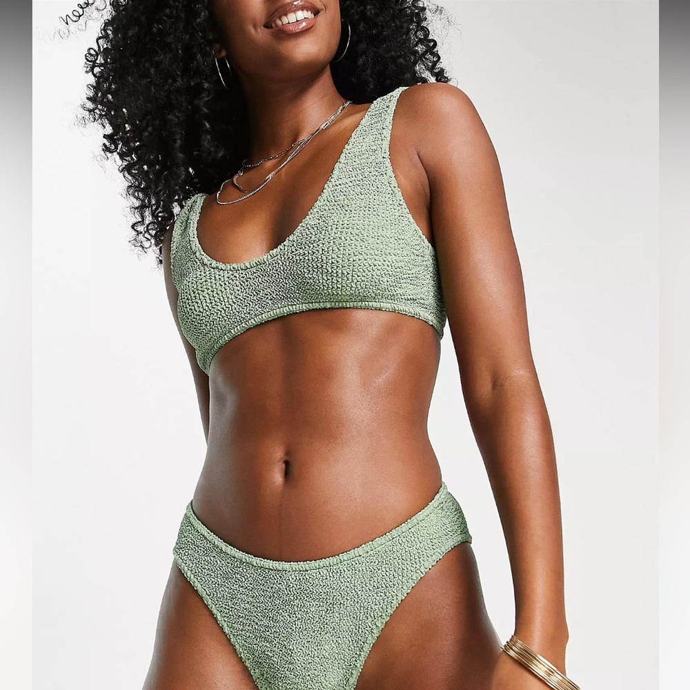 ASOS DESIGN crinkle skinny scoop crop bikini top